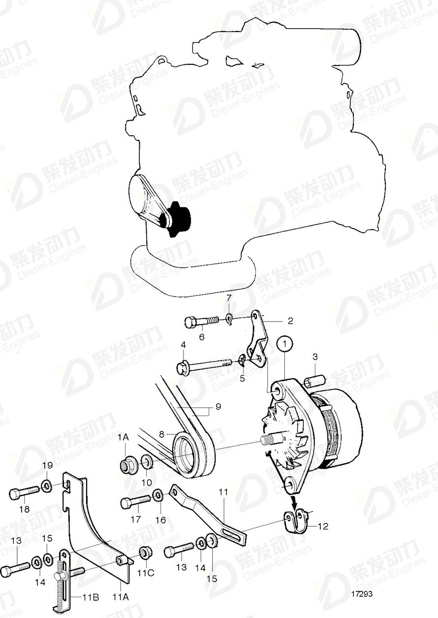 volvo penta V-belt 976492 Drawing volvo penta V-belt 976492 Drawing